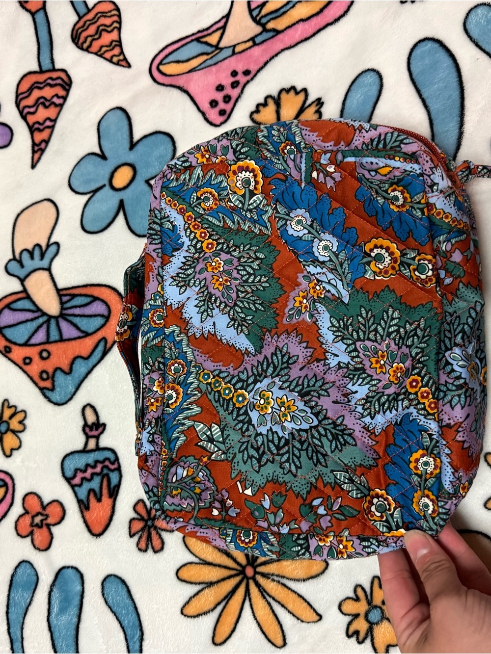 Vera Bradley Floral Paisley Cosmetic Bag in Rust, Green, Blue, Purple